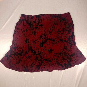 Banana Republic Burgundy Marble Ruffle Lined Flounce Mini Skirt Size 6